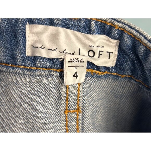 Ann Taylor Loft Denim Button-Front Mini Skirt Women’s 4P Frayed Retro Y2K Grunge - Picture 6 of 8